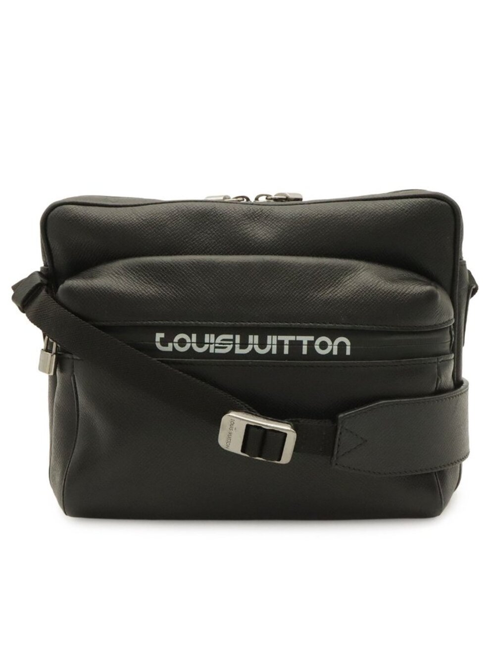 Louis Vuitton Taiga Messenger PM Shoulder Bag Crossbody Ardoise Black Silver